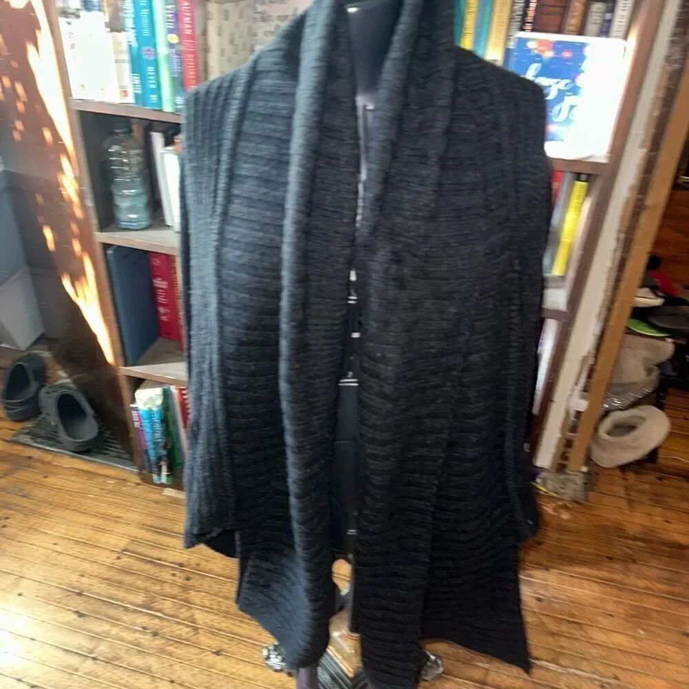 Allsaints cozy alpaca wool blend drape front charcoal sweater